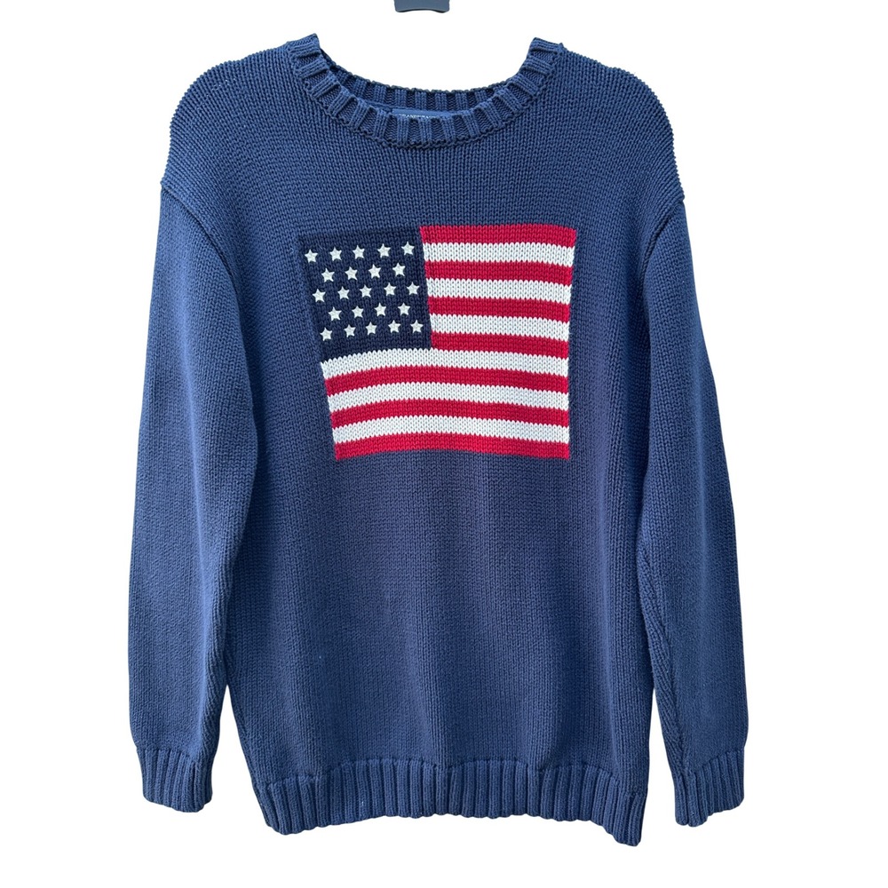 Brandy Melville American Flag Chunky Knit Sweater One Size Preppy